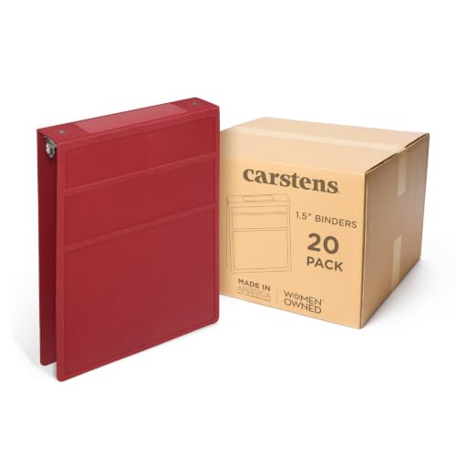 1.5" Heavy Duty Plastic Top Flip Binder, 2-Rings, Brick Red, Case of 20