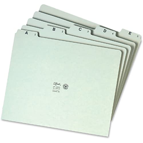 Smead Pressboard Guides, 1/5-Cut Tab (A-Z), Letter Size, Gray/Green, Set of 25 (50376) (Pack of 1)