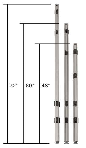 GOF 4ft / 48" H X-Post, Office Partition Connectors: L-Post, T-Post, X-Post, Wall Mount Intended to use Full Fabric or Partial Glass Series, Connector only
