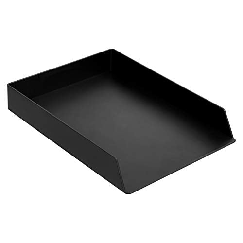 Amazon Basics Rectangular Plastic Desk Organizer, Letter Tray for Documents and Office Supplies, File Storage, Black, 12-Pack