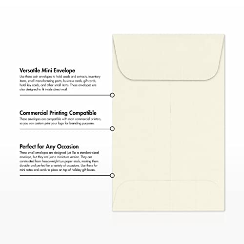 LUXPaper #1 Coin Envelopes | 2 1/4" x 3 1/2" | Natural Linen | 80lb. Text | 500 Qty