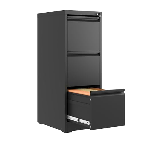 FLIXELIO 3 Drawer File Cabinet with Lock,Metal File Cabinet for Home Office