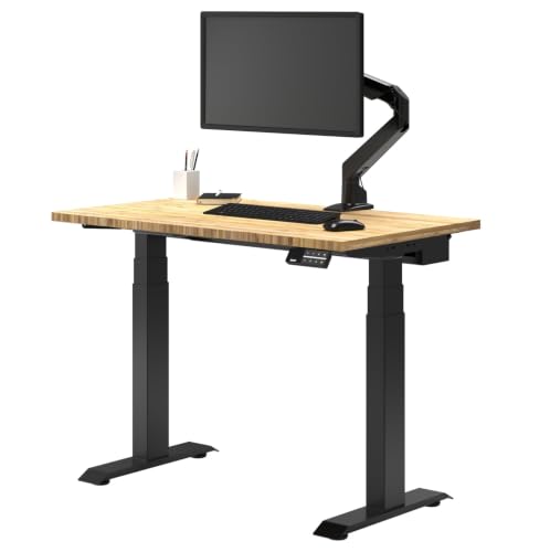 Desky Dual Mini Bamboo Sit Stand Desk Bamboo 32" Matte Black