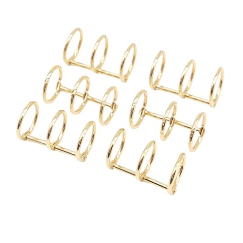 Notebook Rings 20pcs 3-Rings Clip Loose Leaf Buckle DIY Photo Album Card Menu Circular for Book Binding(Golden)