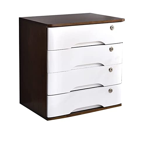 EliteBloom Desktop Storage Box with Drawers - Wood Desktop Organizer Cabinet, File Organizer with Drawers, Desktop File Cabinet, Office Supplies A4 Receipt File Organizer, with Lock,D-4 Drawers