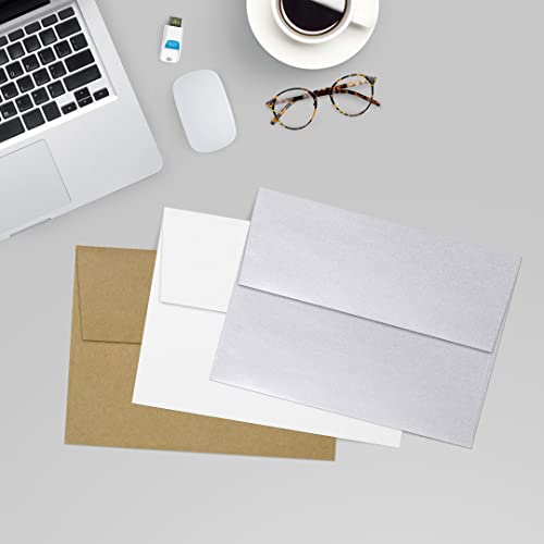 LUXPaper A7 Invitation Envelopes | Peel & Press | 5 1/4" x 7 1/4" | Silver Metallic | 80lb. Text | 250 Qty