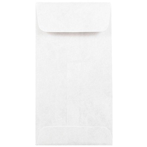 JAM PAPER #7 Coin Tyvek Tear-Proof Open End Envelopes - 3 1/2 x 6 1/2 - White - 250/Pack