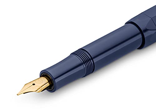 Kaweco CLASSIC SPORT Fountain Pen Navy Blue with 23 Carat Gold-Plated Steel Nib and Iridium Tip for Ink Cartridges I Sport Fountain Pen 13 cm I Nib: F (Fine)