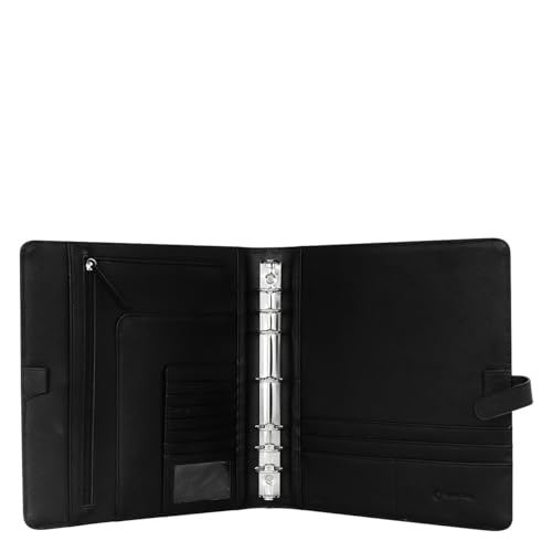 FranklinCovey - Anna Ring-Bound Binder for FranklinCovey Planners | Leather with Snap Closure (Monarch, Onyx)