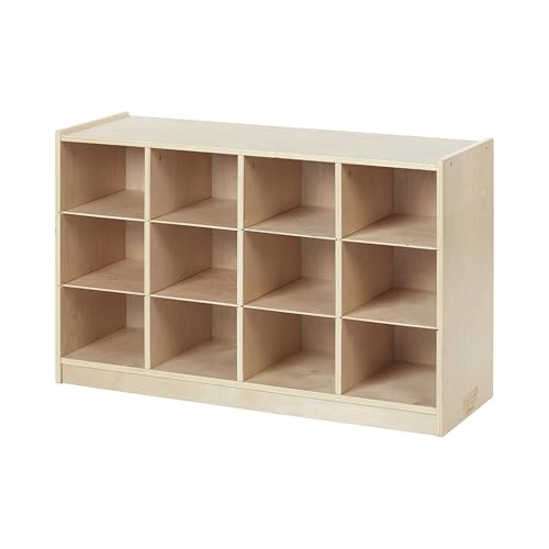 Back2School Express 12-Cubby Mobile Storage Cabinet, 3x4, Natural