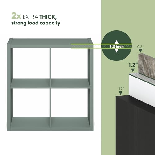 Furinno Cubicle 4-Cube Book Shelf, Extra Thick Frame Bookshelf, Light Grey