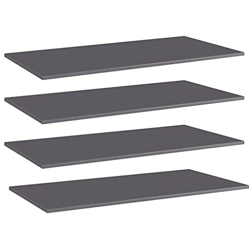 KUPTYERFG 4 Pcs Bookshelf Boards, 39.4" x 19.7" x 0.6" High Gloss Gray Wall Mounted Shelving Panels, Engineered Wood Storage Shelves for Living Room, Office and Library Display