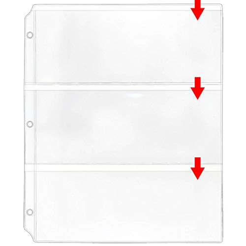 StoreSMART - Coupon Binder Pages 50 Pack - Clear Vinyl Plastic - Three 3 1/2" x 8 1/2" Pockets per Sheet (MC29-CPN-50)