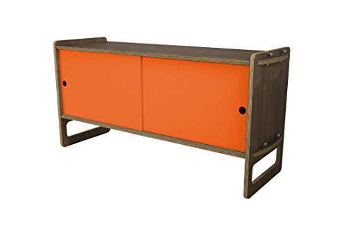 Housefish Key Modular Storage with Door, Medium, Walnut and Orange