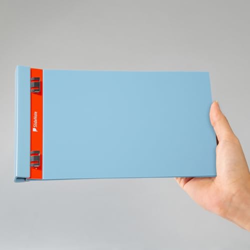 SlideNote SN3SA5Y-DG Slide Notebook, A5 Horizontal, Dark Gray, PageBase, New Sensation Binder, 360° Expandable, Made in Japan, One-touch, Punchless, Holds 30 Copy Papers, Portable,