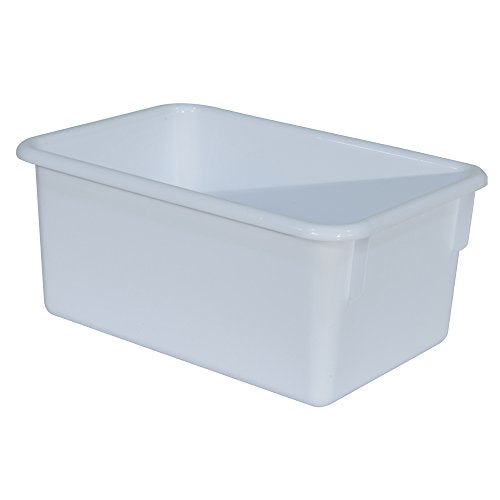 Wood Designs Cubby Storage Bin, Heavy Duty Plastic Containers for Kids White Cubby Tray Set of 30