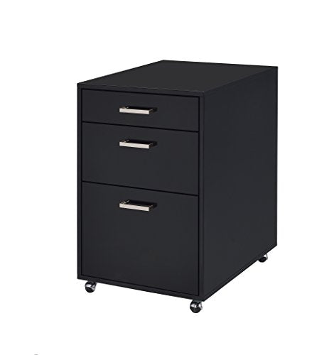 3 Drawer Wood Vertical File Cabinet with 4 Casters for Office Home Wood Vertical File Cabinet Versatile Filing Organization Storage Cabinets for File Folders Full Assambly Black High Gloss & Chrome