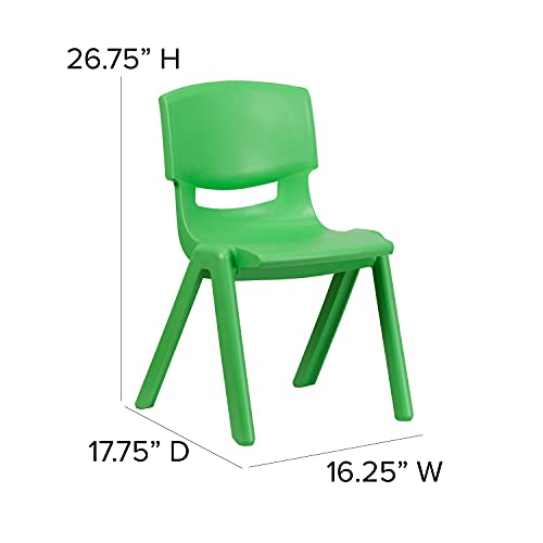 BizChair 5 Pack Green Plastic Stackable School Chair with 15.5" Seat Height