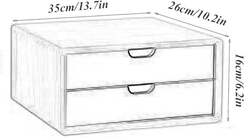 HSTBLEOO Multi-Layer Drawer Storage Box, Solid Wood Flat File Cabinet, A4 Treatment Storage Cabinet For Home Desktop Office(B,2 layers)