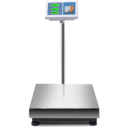 Giantex 660lbs Weight Computing Digital Scale Floor Platform Scale Postal Scale Accurate Shipping Mailing LB/KG Price Calculator Stainless Steel High-Definition Display Screen