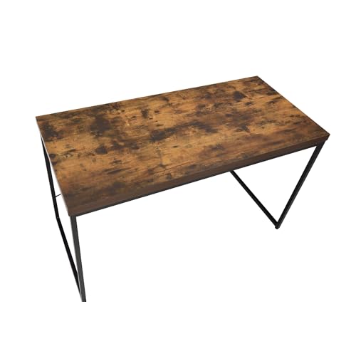 roomfitters Bob Weathered Oak Writing Desk, Industrial Casual Rectangular Multi Purpose Table, Black U-Shape Frame Utility Desk