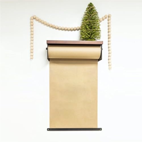 saditesdk Kraft Paper Roll Holder & Dispenser Cafe Bar Paper Dispenser and Cutter for Daily Menu/Grocery List/Kids Drawing, Easy to Hang Wall Mount Note Paper Roll Cutter