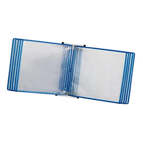 ZbdAFCbi Office Folders, Wall Mount Reference and Display System, 10 Double Sided Pockets Document Organizer Binder, PVC and Metal Wall Mounted Reference and Display System(Blue)