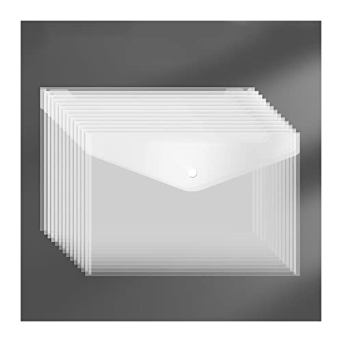 Filing Envelopes 25 Pcs File Bag Transparent Plastic A4 Documents Filing Storage Bag Student Organizer Information Pocket Folders Stationery Plastic Folders (Color : Thick White)