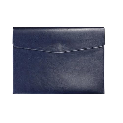 UWYTGF File Folder A4 Leather Filing Envelopes Briefcase Pouch Business Felt Folder Snap Large Capacity Document Bag Office Supplies File Organizer File Expanding,Blue