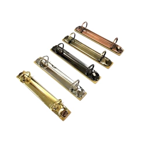 Ring Clips 8pcs A7 Detachable Buckle Loose-Leaf Binder Strip with Bamboo Back Panel 2 Holes Metal Ring Binder Clips for Handbook Album Notebook(Gold)