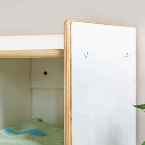 Guidecraft EdQ 10-Section Wall Mounted Locker, Kids White Wooden Classroom Storage Locker with Divided Cubbies, Compartment Storage with Hooks for Playroom and Preschool