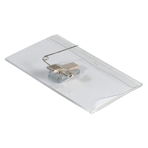 Durable Name Badge 54 x 90 mm with Combi Clip Transparent | Pack of 50 Badges | Includes Blank Insert Cards | Ideal for Events and Visitor Management