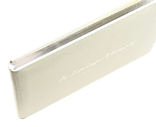 Esposti In Loving Memory Funeral Guest Book - 192 Pages with Silver Gilt Edges & Storage Box - Hardcover Memorial Book with 2304 Message Lines & Keepsake Pocket - For Funeral Services (White, 9"x7")