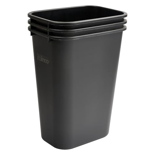 Winco 15 1/4" Black Plastic Waste Basket
