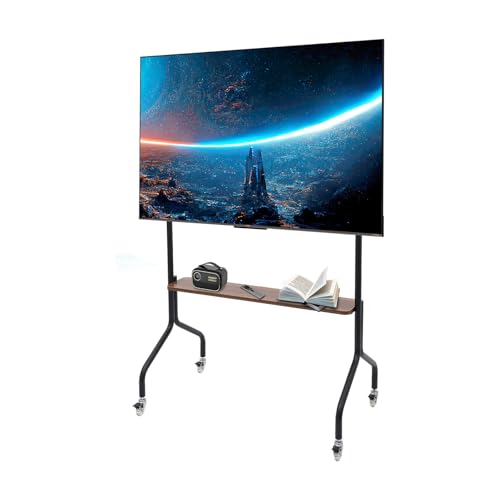 Rolling TV Stand for 32-75 Inch Flat Screen TVs, Portable Mobile TV Cart with Wheels, Easel Style Floor Stand for Business, Office, School & Home Use (Black)