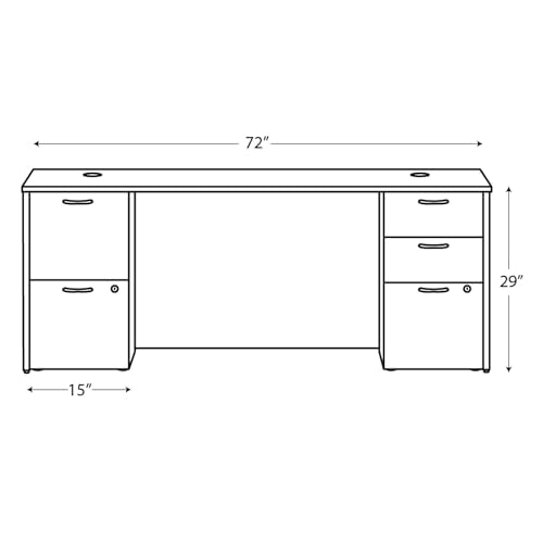 HON MOD Computer Desk, Office Desk with 5 Drawers, Walnut