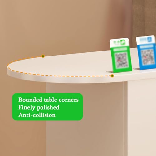 ZHENGQIAN Reception Desk,Modern Reception Desk Reception Desk with Counter,Curved Design,Reception Desk with Counter,with LED Light Strip,for Lobby Beauty Salon(A,LEFT-120cm/39.4in)