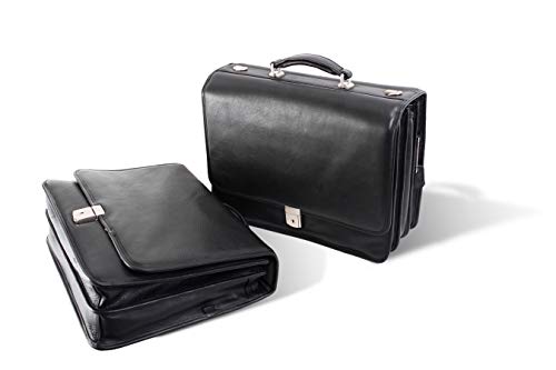 McKlein, I Series, RIVER NORTH, Full Grain Cashmere Napa Leather, 15" Leather Triple Compartment Laptop Briefcase, Black (43555)