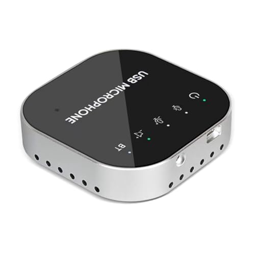 Bloepum Desktop USB Conference Speakerphone BT Microphone 360° Omnidirectional Condenser Computer Mic with Speaker
