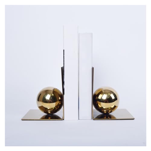 hezhuhe2258 Bookends Bookend Decorative Book Ends for Office Shelves Simple Ball Metal Bookends Heavy Duty Book Stoppers Decor Home School Bookshelf Book Holder