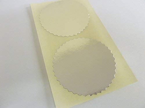 Minilabel Roll of 1000 50Mm Serrated Edge, Shiny Gloss Silver, Certificate Wafer Company Seal Labels, Stickers for Embossing, Awards & Rewards