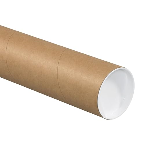 BOX USA Cardboard Tubes with Caps, 36"L x 3"W x 3"H, Pack of 24 | Poster Tube for Mailing and Storage of Blueprints, Artwork, Crafts, Long Art Holder, 36 inches