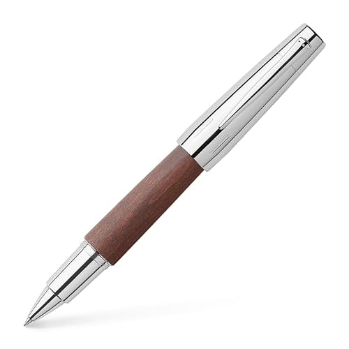 Faber-Castell e-motion Wood and Chrome Rollerball - Dark Brown