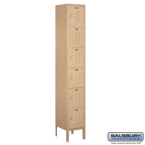 Salsbury Industries 66162TN-U Six Tier Box Style 12-Inch Wide 6-Feet High 12-Inch Deep Unassembled Standard Metal Locker, Tan Brown