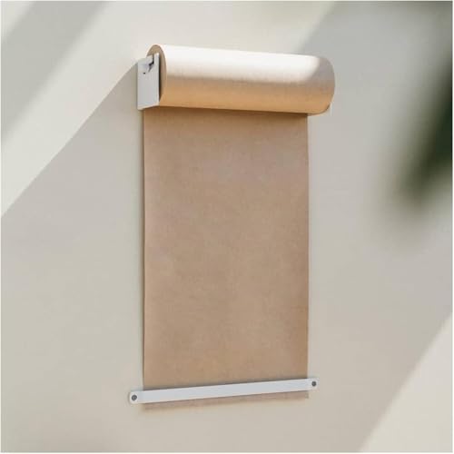 LNNW Kraft Paper Dispenser 67cm/26.3inch Wide Paper Roll Dispenser, Bulletin Board Paper Scrolls Cutter Holder with Fitting for Leave Messages Decorative Message Boards for Wall(White)