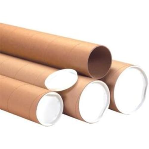 BOX USA Mailing Tubes with Caps, 4"L x 30"W, 12-Pack | Cardboard Tube Mailer for Poster Box, Blueprint, Teachers, Artwork, Long Art Holder 4x30
