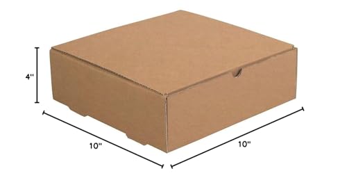 Aviditi Brown Kraft Literature Mailing Boxes, 10 x 10 x 4 Inches, Pack of 50, Crush-Proof, for Shipping, Mailing and Storing