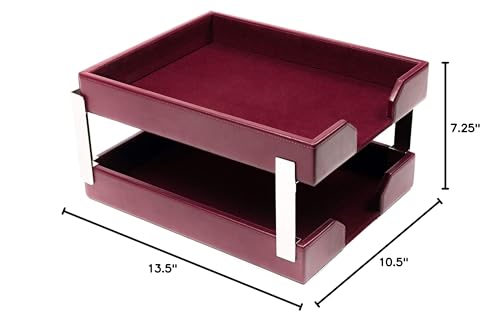 Dacasso Burgundy Bonded Leather Double Letter Trays