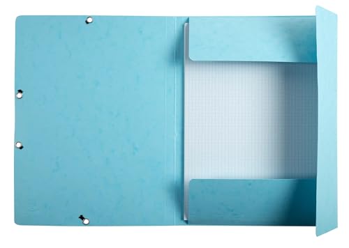 Exacompta - Item no. 555662E - 1 folder with 3 elastic flaps with elastic band, Aquarel + 25 index cards A5, specially designed for organising by theme or material, pastel blue