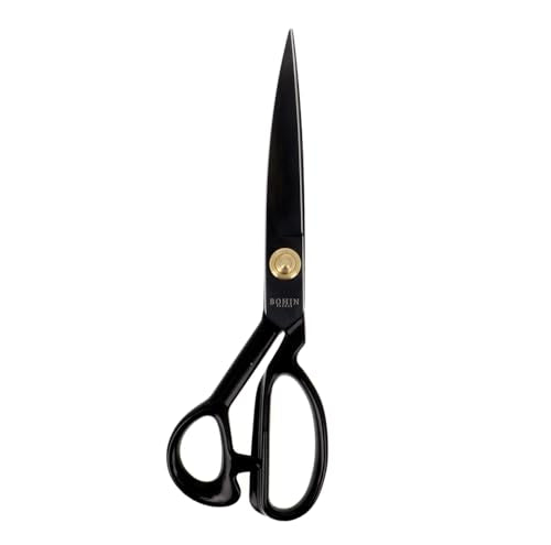 BOHIN France - BOHIN France High-Carbon Steel Black (28cm) Professional Tailoring Scissor with Rubber Coated Handle - 1 Piece
